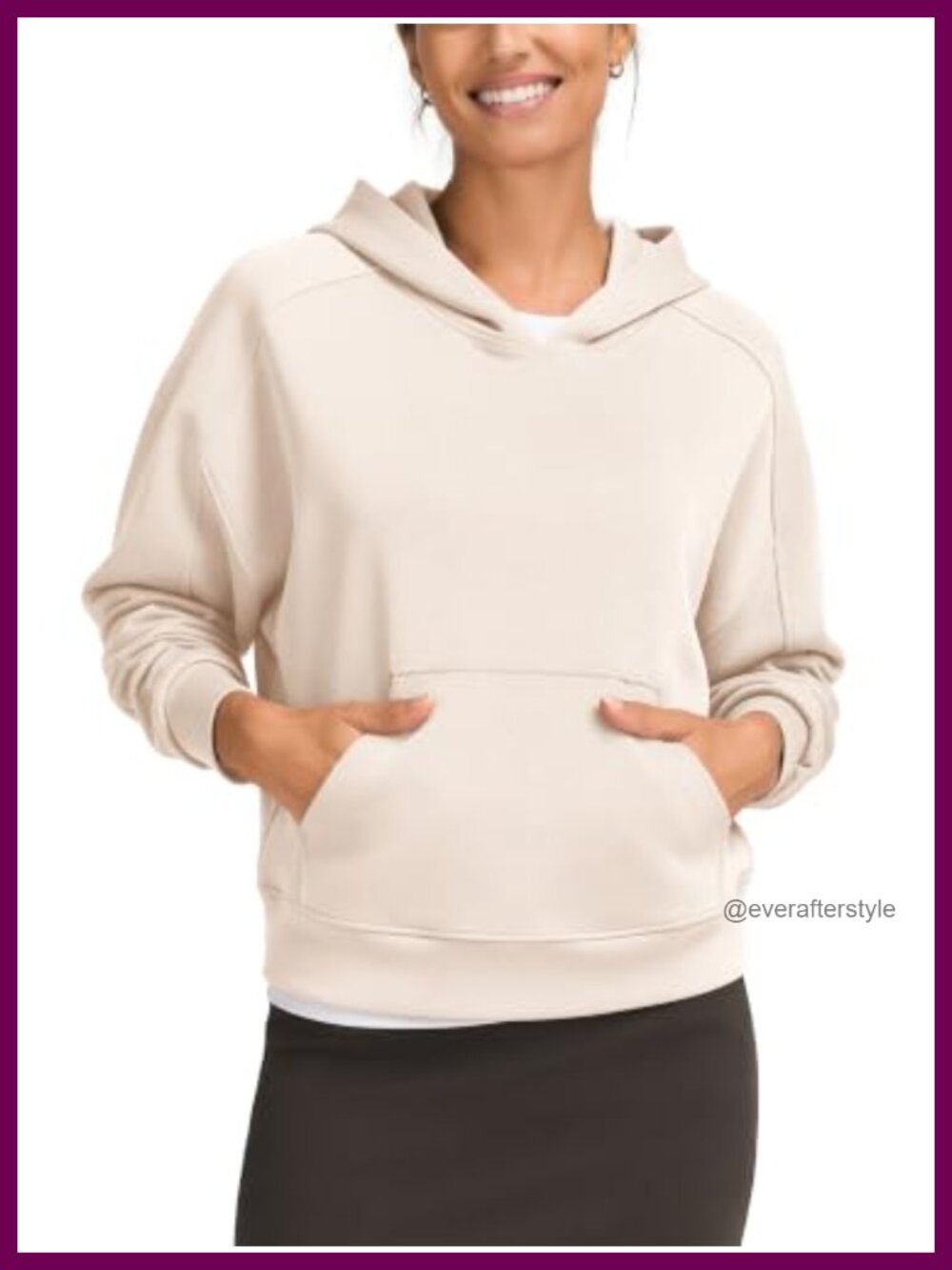 Modal Soft Cropped Hoodie Oversized Pullover Sweatshirt Kangaroo Pocket